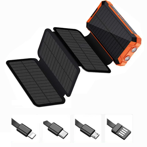 מטען נייד סולארי 4 פאנלים | סוללת גיבוי 20,000mAh