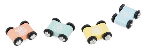 מסלול מכוניות במדרון מעץ + 4 מכוניות