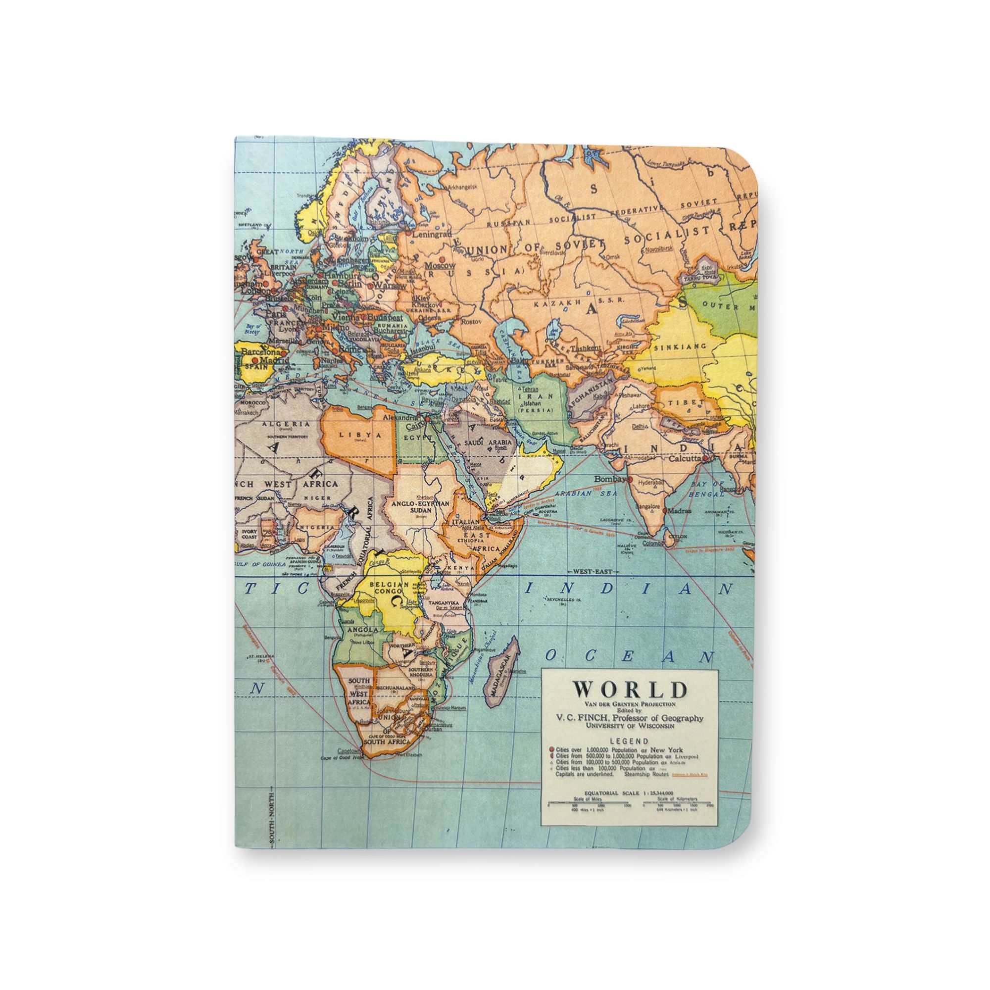 מחברת מיני : Vintage World Map (שורה)