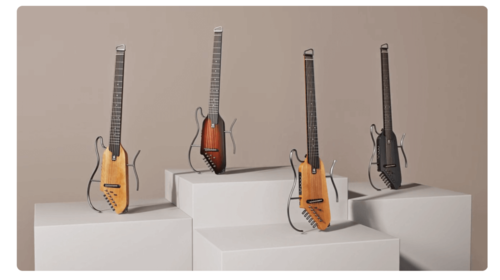 גיטרה שקטה אקוסטית מוגברת EC1783 בעיצוב חדשני HUSH I בצבע סאנברסט | גיטרה לטיולים מבית DONNER