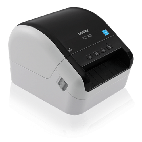 Brother QL‑1100 – מדפסת תוויות רחבה עד כ־4″, קוצצת אוטומטית ומהירה במיוחד עד 69 תוויות לדקה. 