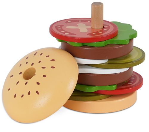 סט המבורגר 12 חלקים מעץ למשחקי דמיון