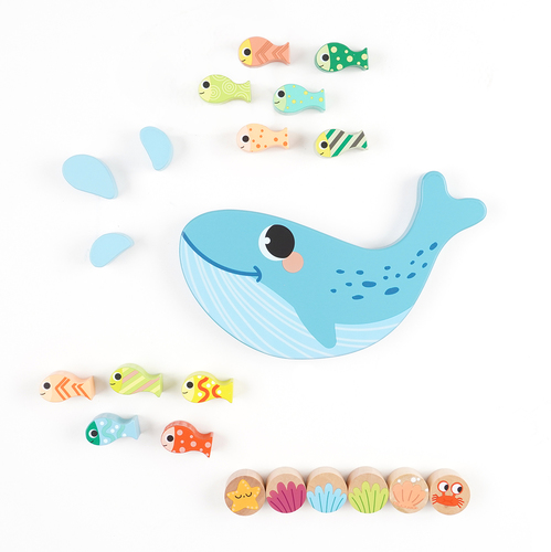 משחק איזון לוויתן מעץ - ‏‏‏‏Wooden Whale Balancing Game