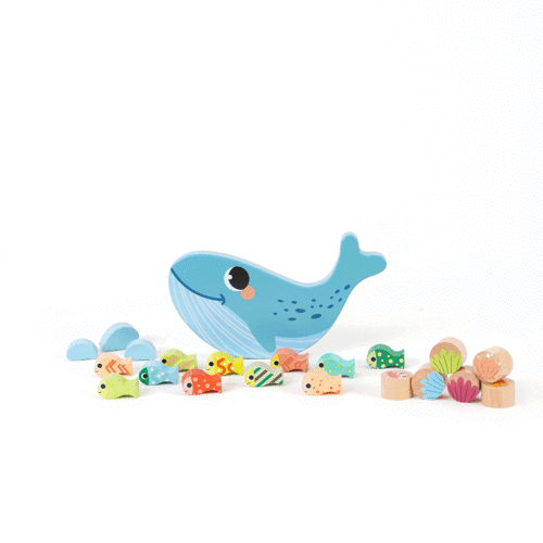 משחק איזון לוויתן מעץ - ‏‏‏‏Wooden Whale Balancing Game