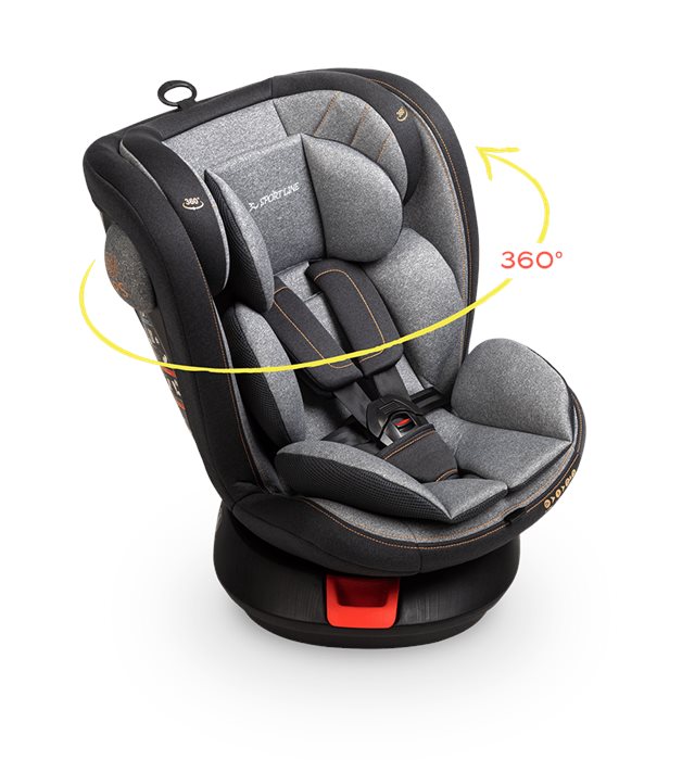 מושב בטיחות משולב בוסטר מסתובב 360 מעלות PROTEC 360- אפור