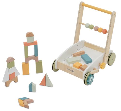 הליכון עגלת קוביות מעץ