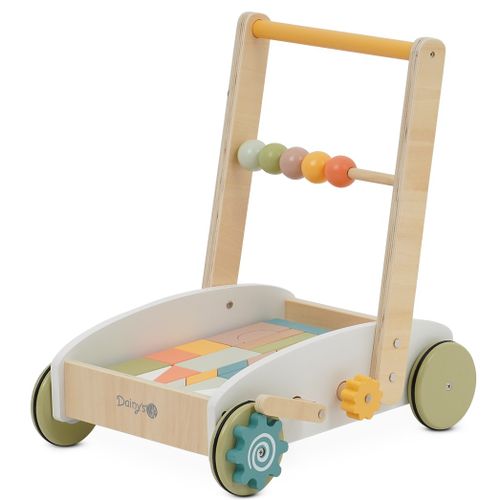 הליכון עגלת קוביות מעץ