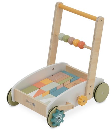 הליכון עגלת קוביות מעץ