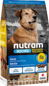 נוטרם סאונד בוגר עוף ואורז חום מזון לכלב Nutram SOUND S6 במשקל 2 ק"ג