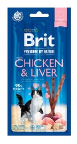 בריט פרמיום חטיף סטיק לחתול בטעם עוף וכבד Brit Premium במשקל 15 גרם