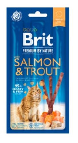 בריט פרמיום חטיף סטיק לחתול בטעם סלמון ופורל Brit Premium במשקל 15 גרם