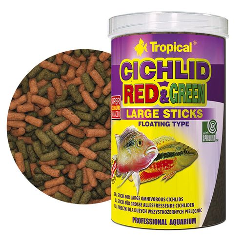 טרופיקל ציקליד סטיקס אדום ירוק מדיום Tropical Red&Green Large Sticks במשקל 432 גרם