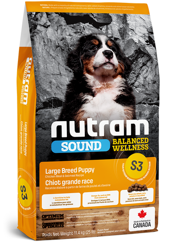 נוטרם סאונד גור גזע גדול עוף מזון לכלב Nutram SOUND S3 במשקל 11.4 ק