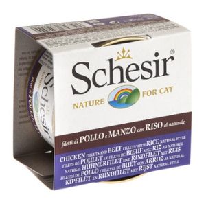 שזיר רצועות גורמה פילה בקר, עוף ואורז Schesir במשקל 85 גרם