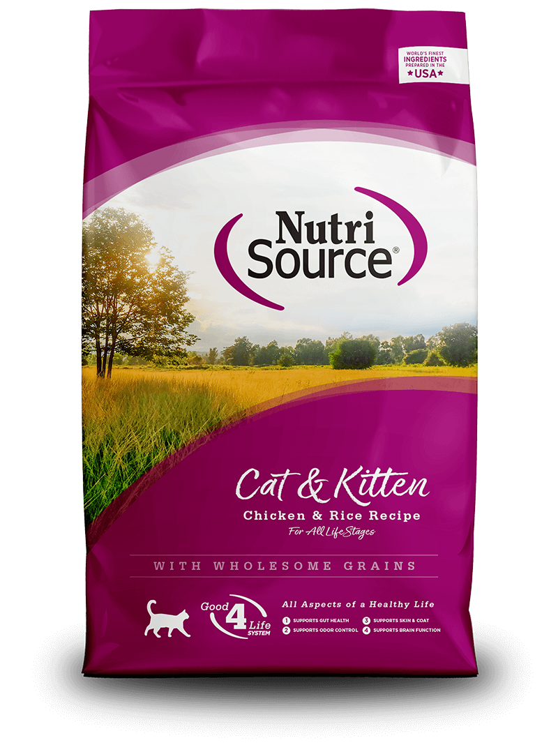 נוטרי סורס Nutri Source מזון יבש לחתול בוגר וגור עוף ואורז 5.4 ק"ג