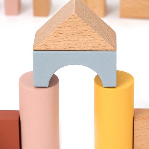 קוביות עץ לבניה 60 חלקים בצבעי פסטל