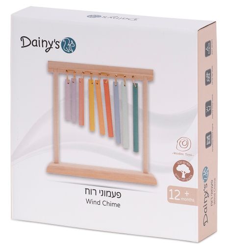 9 פעמוני רוח צבעוניים מעץ 