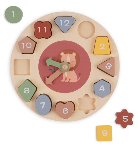 שעון לימודי התאמת צורות 12 חלקים מעץ