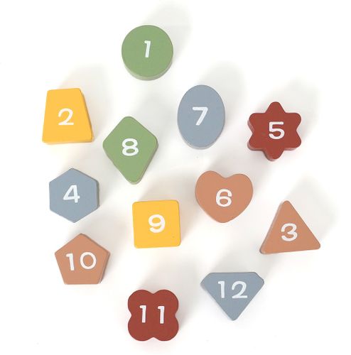 שעון לימודי התאמת צורות 12 חלקים מעץ