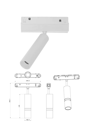 ספוט לפס צבירה מגנט לבן 3K 5W 48V