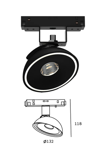 ספוט  לפס צבירה מגנט שחור 15W 48V