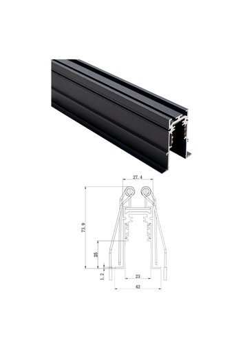  פס צבירה מגנט  שקוע שחור 2מטר 48V E