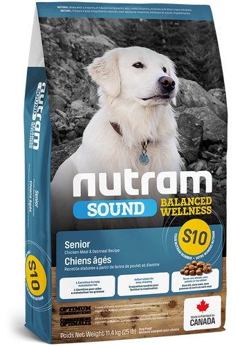 נוטרם סאונד סניור עוף מזון לכלב Nutram Sound S10 במשקל 11.4 ק