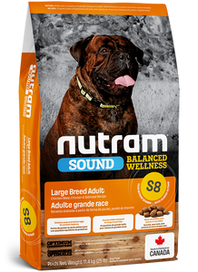 נוטרם סאונד בוגר גזע גדול עוף מזון לכלב Nutram Sound S8 במשקל 22.8 ק"ג