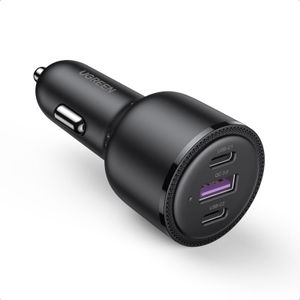 מטען רכב טעינה מהירה עם 2 יציאות USB-C ויציאת USB-A