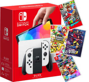 חבילת נינטנדו סוויץ OLED 64GB הדגם החדש הכוללת 4 משחקים מהטובים לבחירה