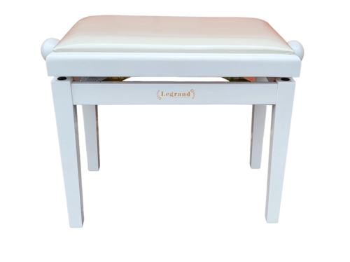 כסא פסנתר מתכוונן בצבע לבן עם מושב דמוי עור PB18 מבית Legrand