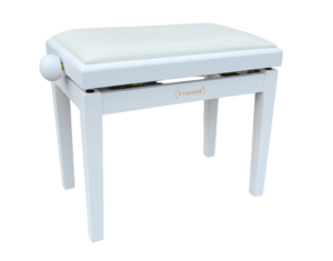 כסא פסנתר מתכוונן בצבע לבן מט עם מושב דמוי עור PB18 מבית Legrand