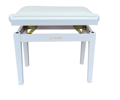 כסא פסנתר מתכוונן בצבע לבן מט עם מושב דמוי עור PB18 מבית Legrand