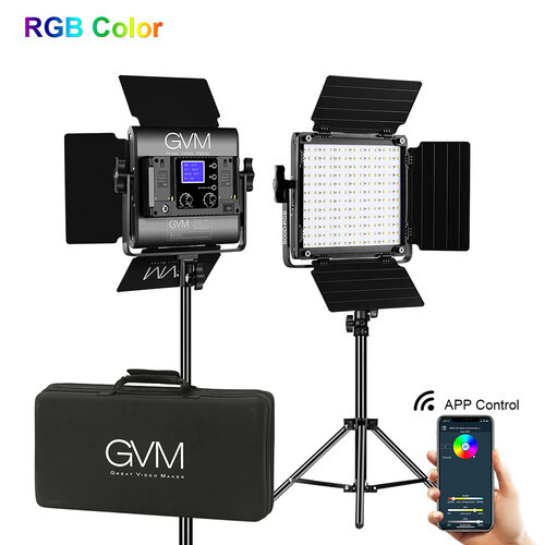 קיט 2 פנסי לד GVM 800D-RGB-2L
