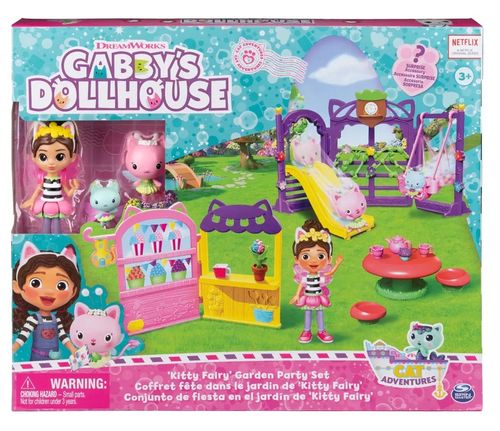 סט משחק מסיבת הגן של קיטי 18 חלקים מבית הבובות של גבי עם דמויות ואביזר הפתעה