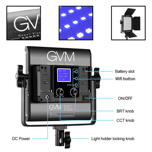 קיט 2 פנסי לד GVM 800D-RGB-2L