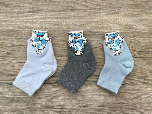מארז 3 זוגות גרביים לתינוק Tinies לבן/תכלת/אפור