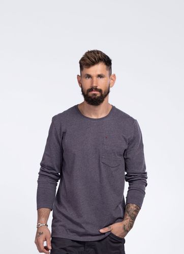 Pocket Cotton חולצת כיס שרוול ארוך חום מלאנג' REDBACK רדבק