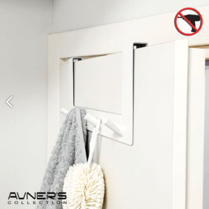 קולב על דלת 4|2 ס״מ רביעיה ללא קידוח לבן