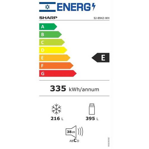 מקרר 4 דלתות 611 ליטר Sharp SJ-8942WH זכוכית לבנה 