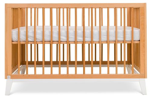 מיטת תינוק מעץ בוק וויני - טבעי/בסיס לבן