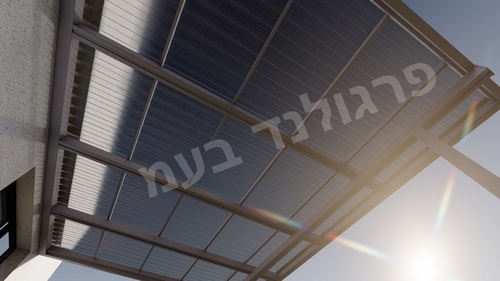 פרגולת אלומיניום לגינה מדגם הייטק פרימיוםROYAL Crown Led המקורה סנטף BH (חצי שקופה) בגוונים שונים . הגנה מפני מים ושמש