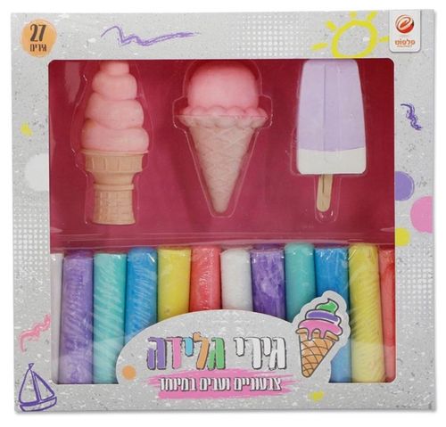 גירים צבעוניים - סט גירים עבים בצורת גלידה
