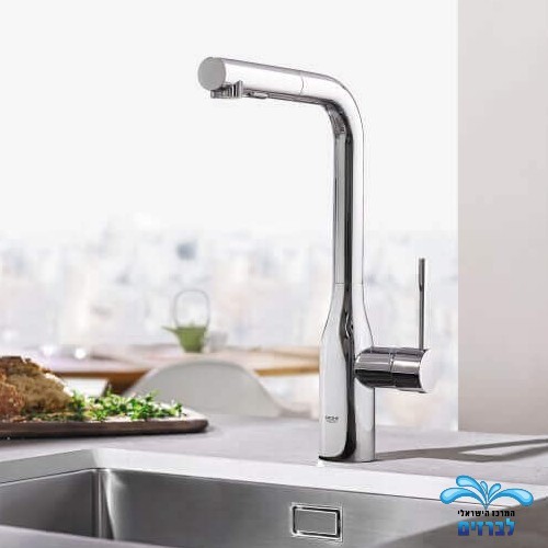 30270000 GROHE | ברז נשלף לכיור מטבח גרואה ESSENCE | פיה מסתובבת | 2 מצבי זרימה | כרום ניקל.