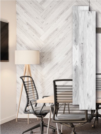 חיפוי אקוסטי מעץ בגודל 198x 1190 x 12mm (ערכה של 2) Kuietly Wood Planks Silver Wood