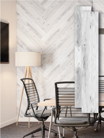 חיפוי אקוסטי מעץ בגודל 198x 1190 x 12mm (ערכה של 2) Kuietly Wood Planks Silver Wood
