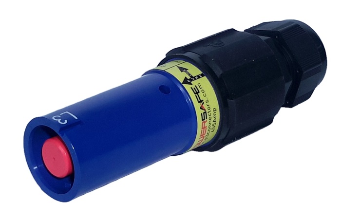 מחבר חשמל נקבה לכבל כחול Phase 3 PowerSafe