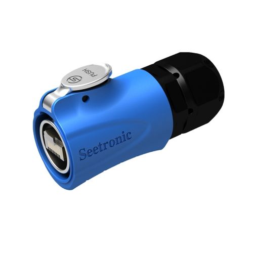 מחבר רשת זכר מוגן כחול (לשטח) לכבל SE8MC-04 Seetronic