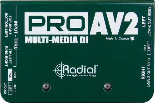 קופסת DI פאסיבי סטריאו לאפליקציות מולטימדיה Radial ProAV2
