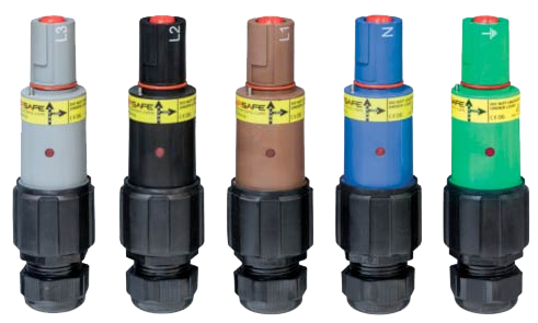 מחבר חשמל זכר לכבל שחור Phase 3 PowerSafe
